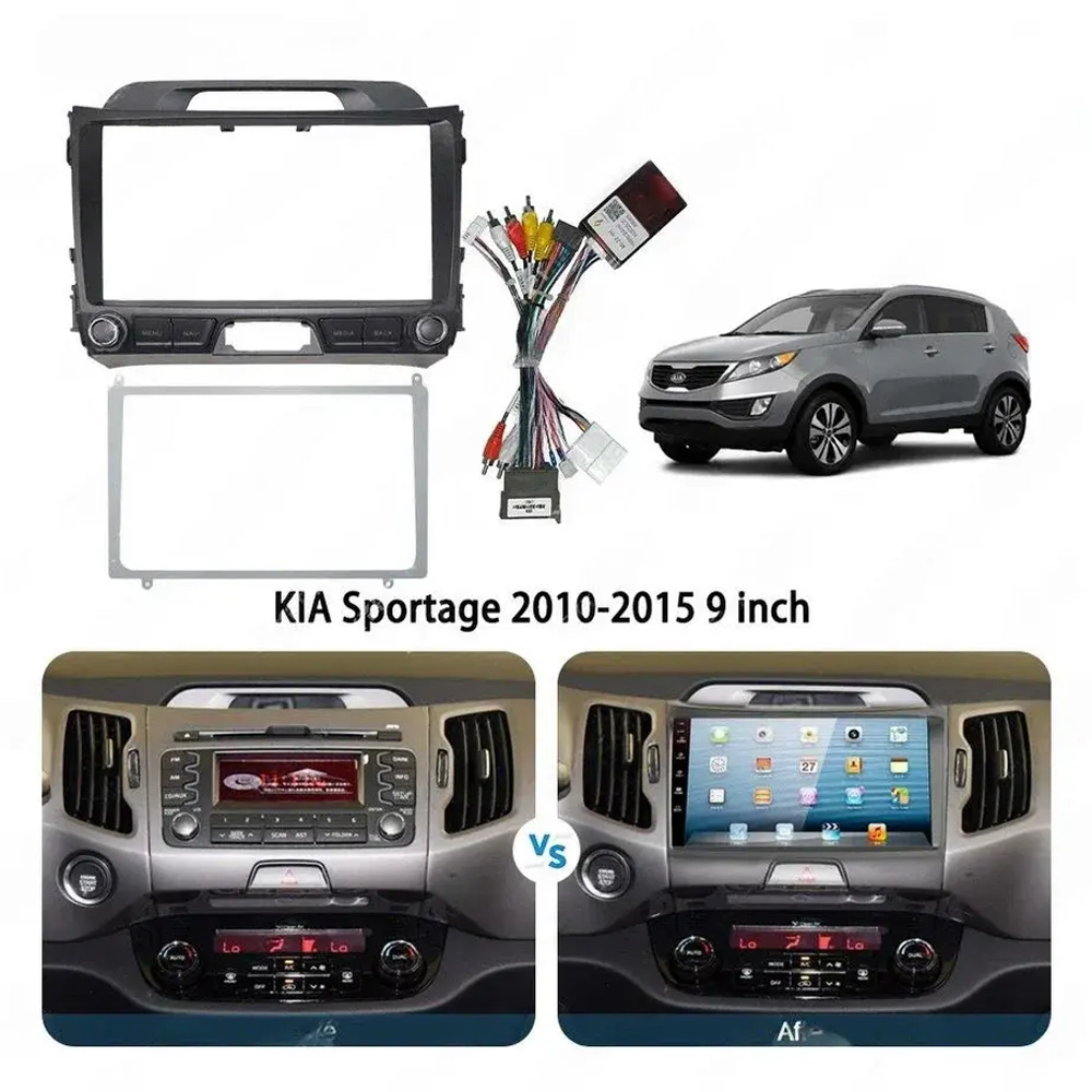 Магнитола для KIA Sportage 2010-2016 (низкая комплектация) - Carmedia SF-9735-1 (рамка 9") QLed, Android 13, TS20, CarPlay, SIM-слот