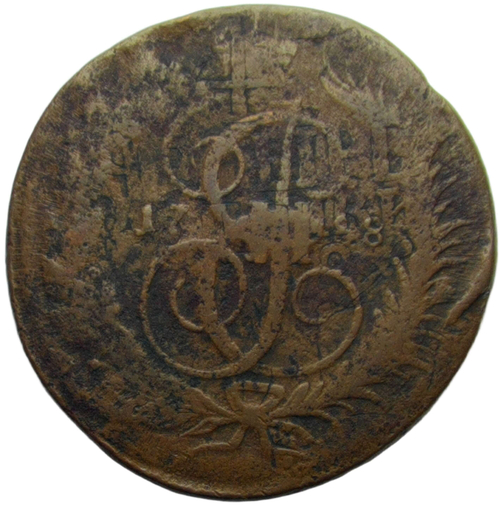 2 копейки 1788 года ММ гурт сетчатый, перечекан из 4 копеек (F-VF)