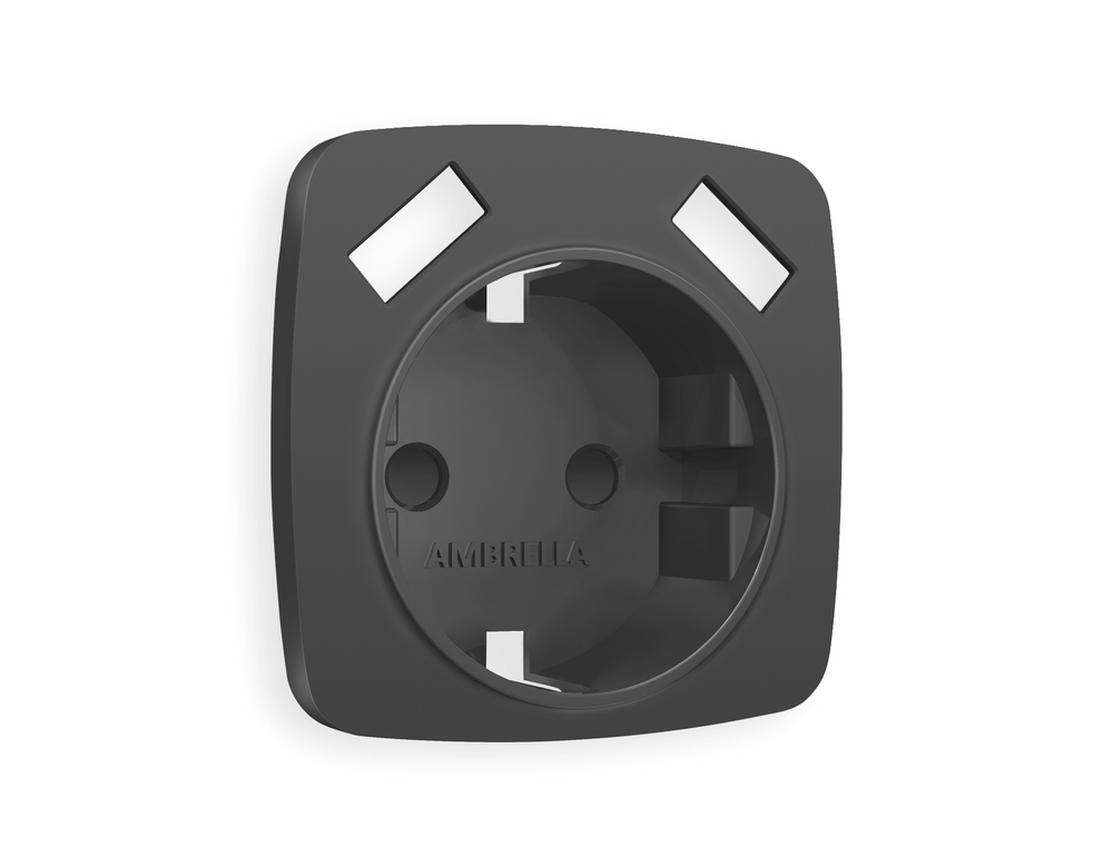 OP9090 Лицевая панель OMEGA (Графит Мягкое касание) для электрической розетки с/з со шторками 2USB A+A QUANT