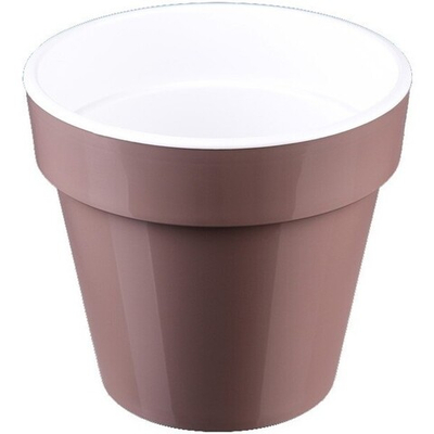 Кашпо для цветов пластиковое 9л d-27,5см «Порто» со вставкой мокко