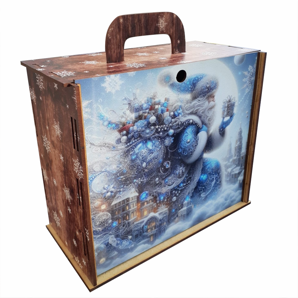 Деревянная Новогодняя упаковка,чемодан Мистика