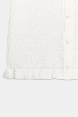ZARA ВЯЗАНЫЙ КАРДИГАН С ВОЛАНАМИ, ЭКРЮ