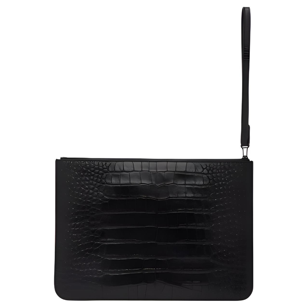 Balenciaga Calfskin Wallet Briefcase Wristlet Bag Clutch Large Unisex Black