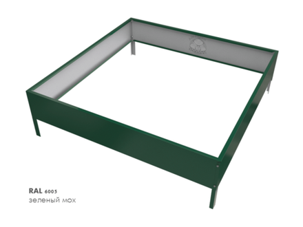 Клумба квадратная оцинкованная 1 ярус  RAL 6005 Зеленый мох