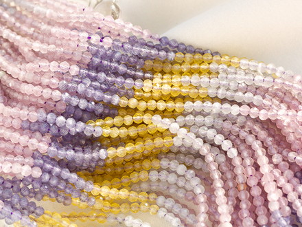 Кварц микс 2,4мм, огранка (нить бусин)