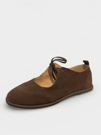 Балетки из натуральной замши со шнуровкой