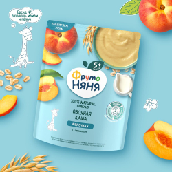 Каша молочная ФрутоНяня овсяная, персик, 200г