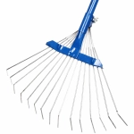 Грабли веерные проволочные 15 зубьев раздвижные с металлической ручкой 12300*170мм