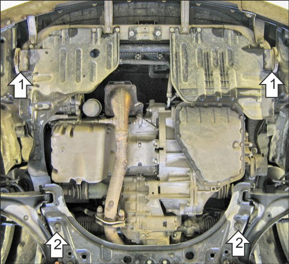 Защита картера двигателя, КПП. 2 мм, Сталь. для Suzuki Liana 2001-2004, Motodor.72404