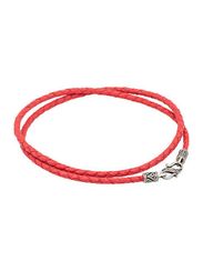 Гайтан кожаный красный 3 мм с замком из мельхиора с символом триглав