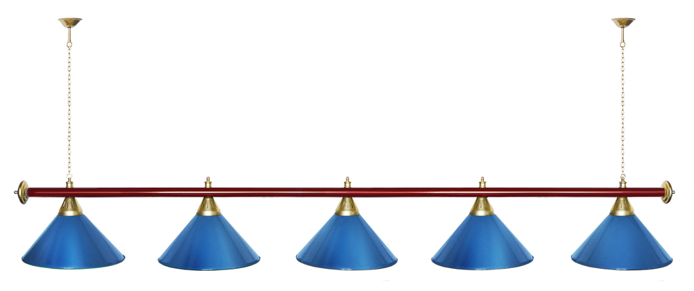 Лампа STARTBILLIARDS 5 пл. (плафоны зеленые,штанга зеленая,фурнитура золото)