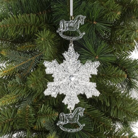 GAEM Украшение новогоднеe подвеска"Снежинка с лошадками", L11,5 W0,5 H24 см