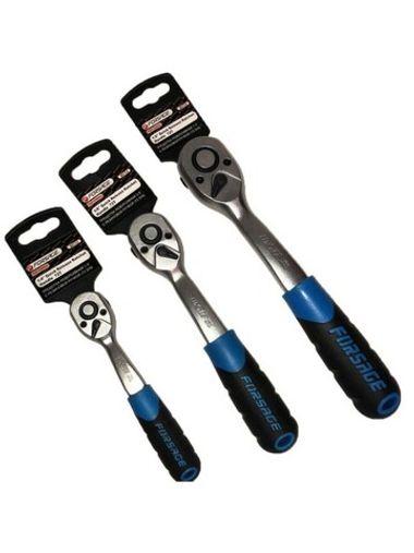 Трещотка реверсивная с резиновой ручкой 1/4''(72зуб., L-150мм)на пластиковом Forsage F-80722