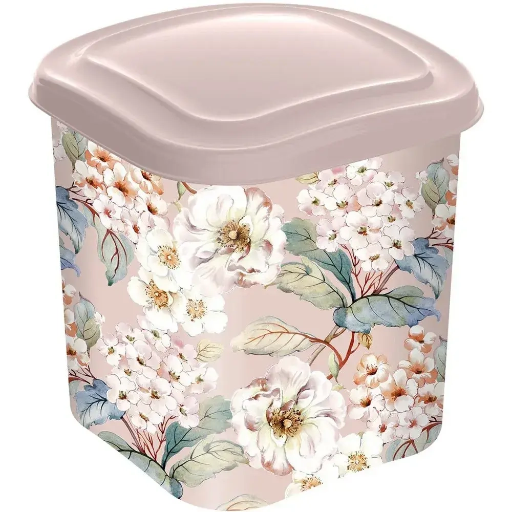 Емкость для сыпучих продуктов 1,1л с декором (бежевый)