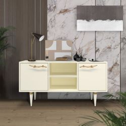 Тумба под ТВ Арт Колор matte 117см Классик Голд Кремовый белый матовый