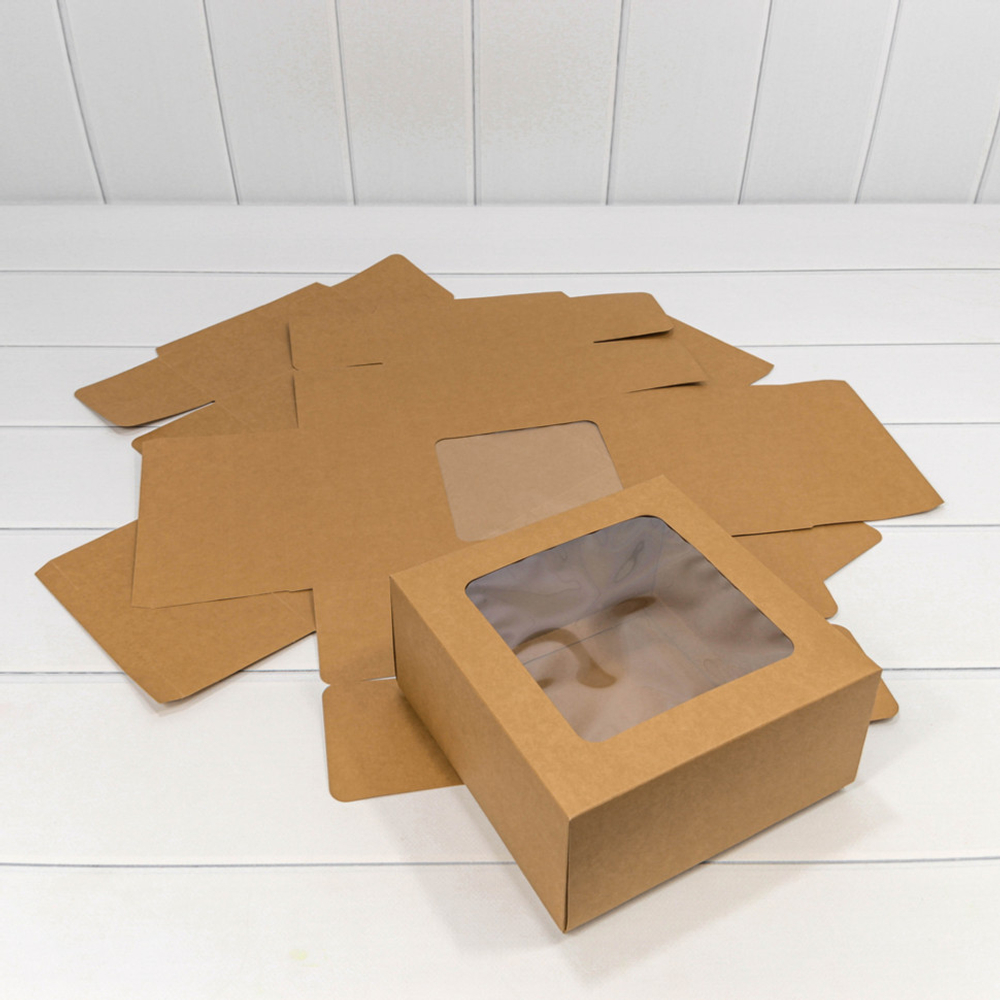 Коробка сборная 20х20х10 см (Коричневый, Крафт)