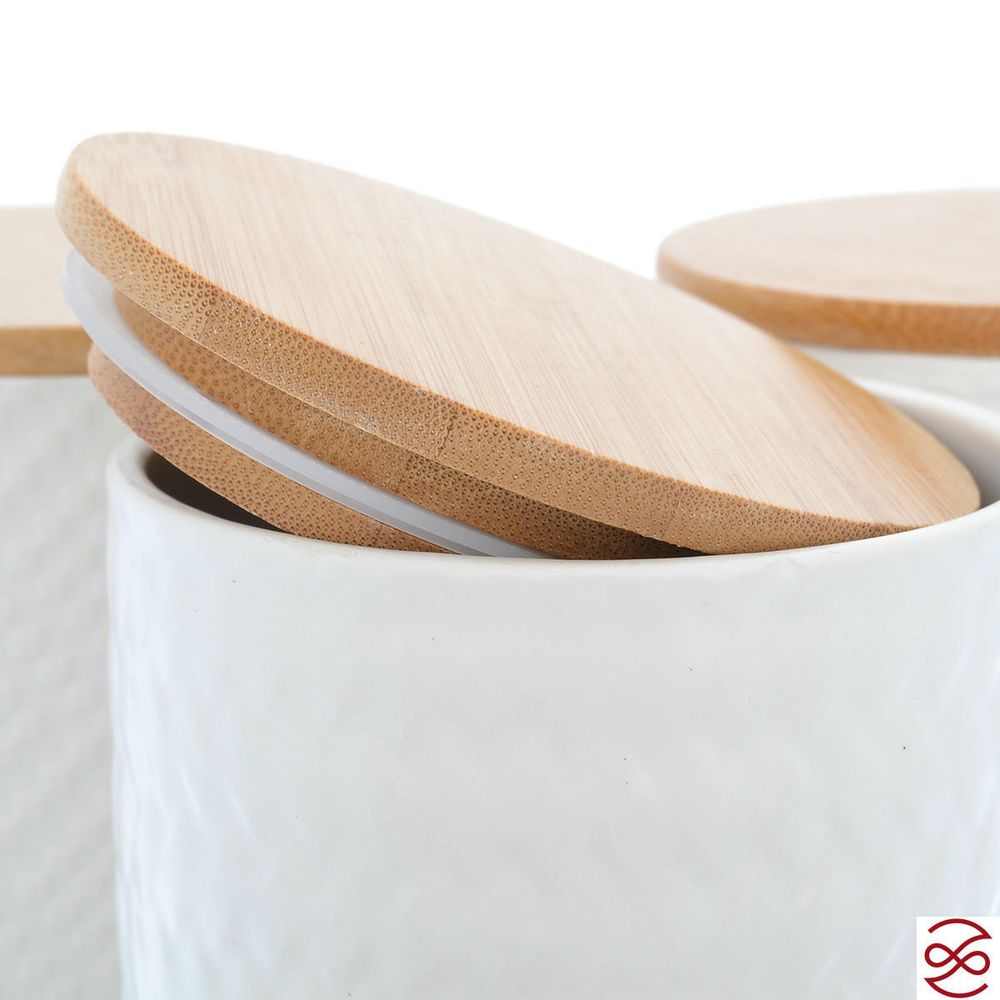 Набор ёмкостей для сыпучих продуктов Royal Classics Белый узор 650 мл, 10*10*15 см (3 шт)