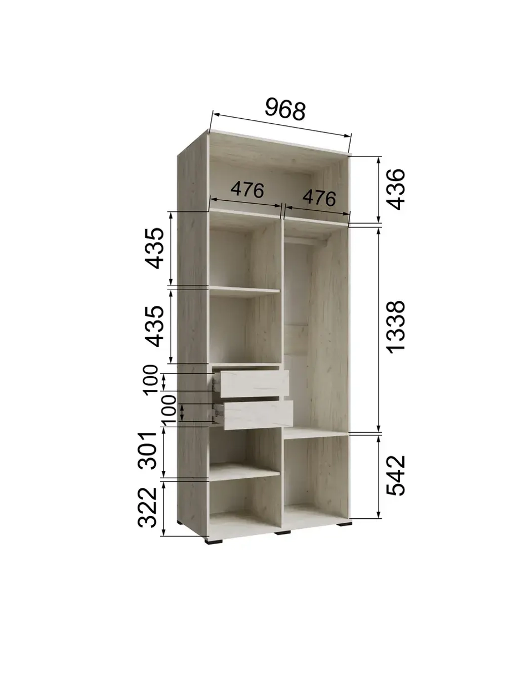 Шкаф для одежды Лилль 2-х створчатый дуб крафт