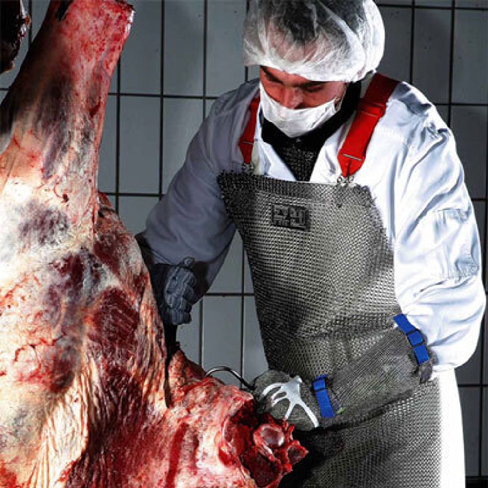 Перчатка кольчужная пятипалая Euroflex Comfort (Германия), M (3) красн.,  пластик. ремешок