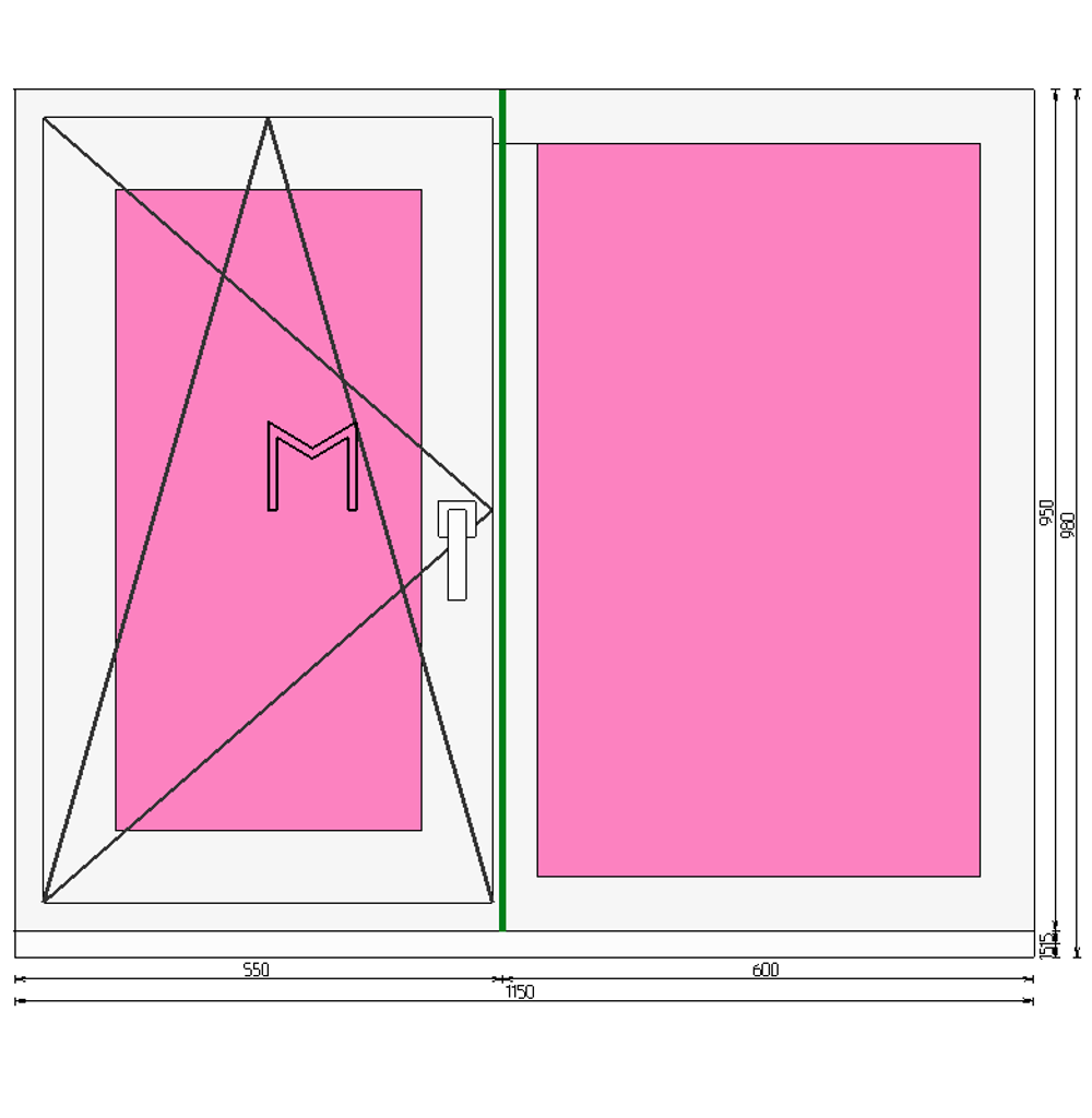 Пластиковое окно 950 х 1150 ТермА Эко + Москитная сетка