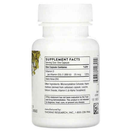 Витамин D Thorne, D-1000, 90 капсул