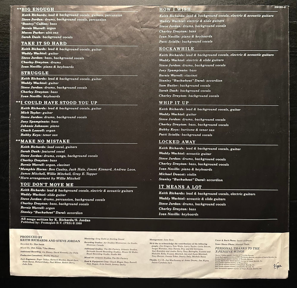 Keith Richards - Talk Is Cheap (Европа 1988г.)