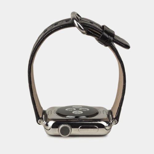 Ремешок для Apple Watch 40/41/42 mm из кожи аллигатора, цвета черный лак