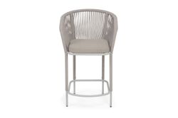 "Марсель" стул полубарный плетеный из роупа, каркас из стали светло-серый (RAL7035) муар, роуп бежевый круглый, ткань Mossle бежевая, пос.H65