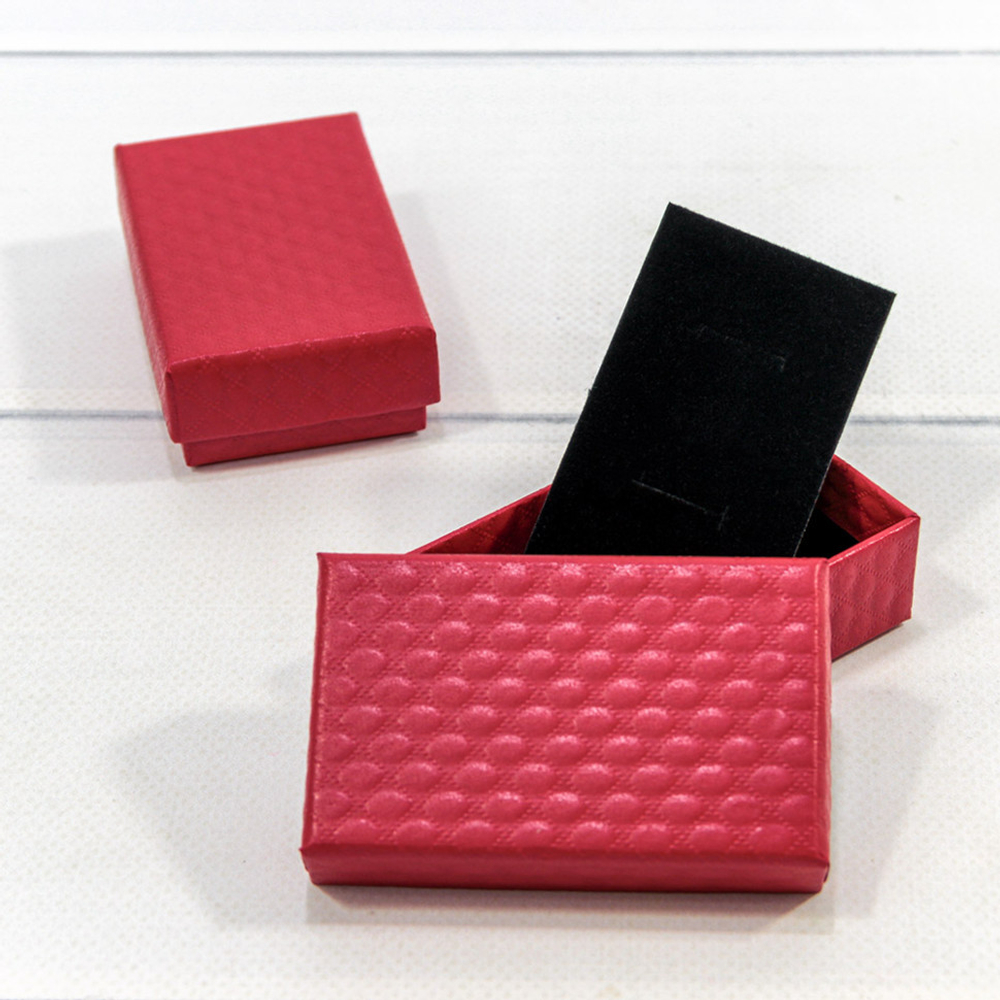 Коробка Ювелирная 8х5х2.5 см Набор 2 шт "Ромбики" (Красный)