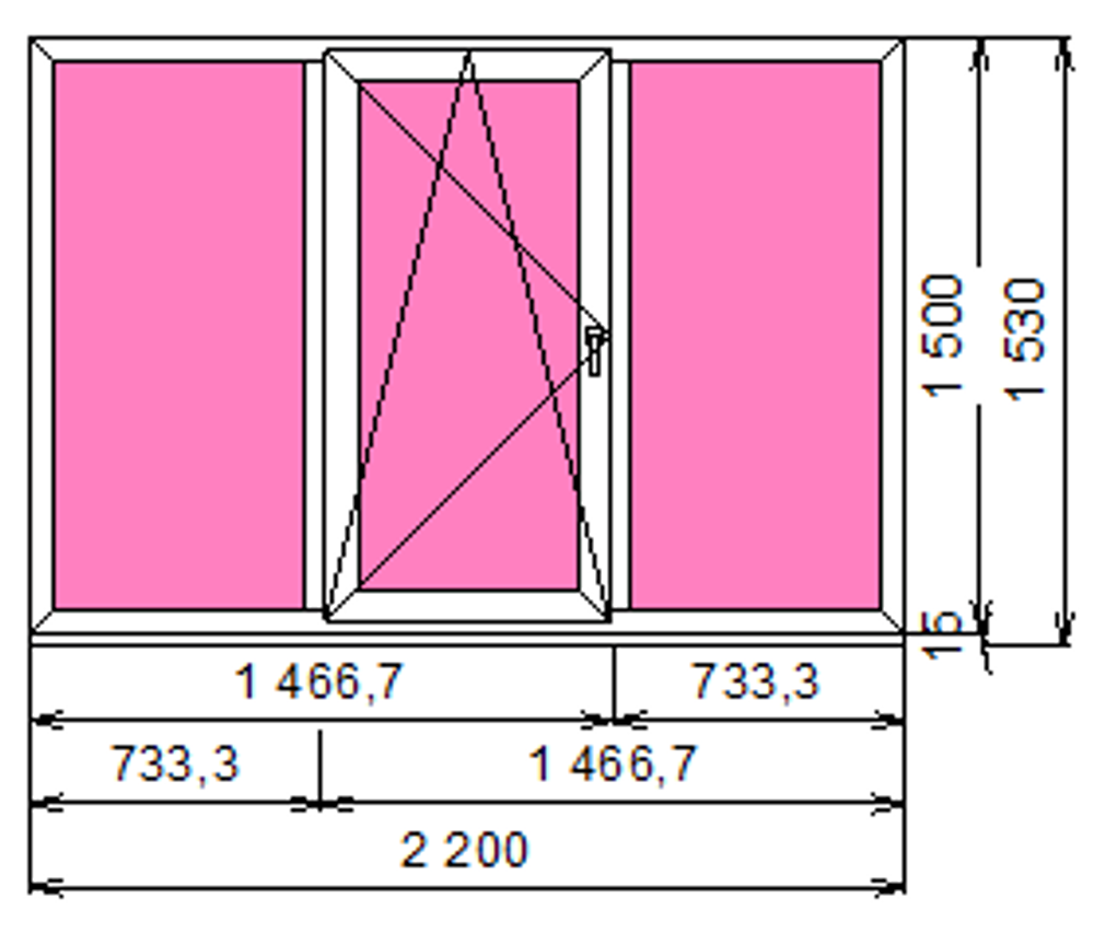 Пластиковое окно 1500 х 2200  Термо Эко