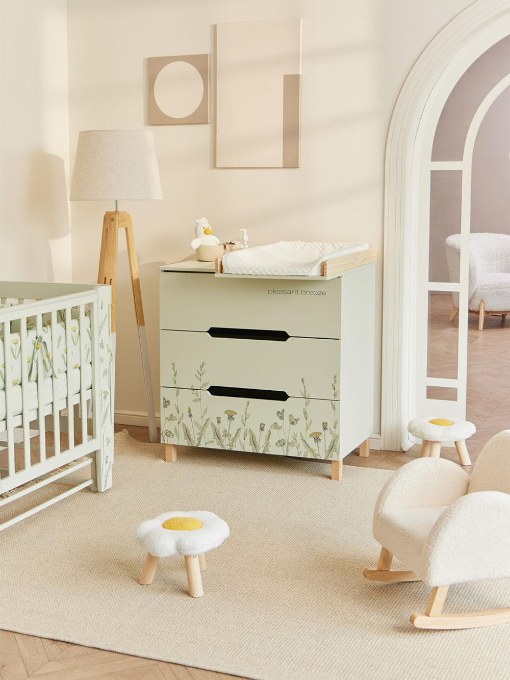 Детская кроватка-трансформер Happy baby Mommy Love в комплекте с расширением 160х70 sage