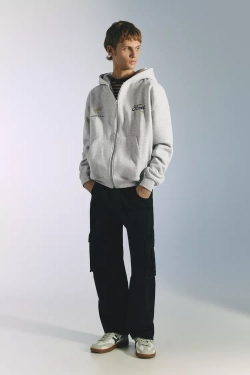 PULL&BEAR Толстовка на молнии Ford, серый меланж