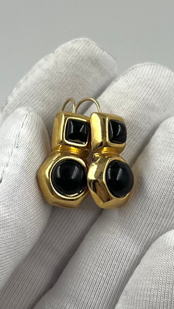 Серьги с чёрными вставкми Monet