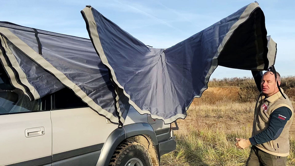 Маркиза автомобильная безопорная, веерная 2,3х2 м (левая) РИФ