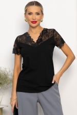 Блуза с кружевом Инь-Янь (черная) Б14257-18М LT Collection