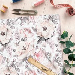 Ткань поплин весенний богатый букет цветов