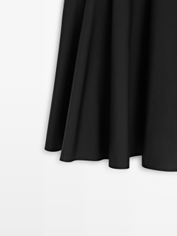 Massimo Dutti Юбка миди с отделкой в ​​виде шарфа, черный