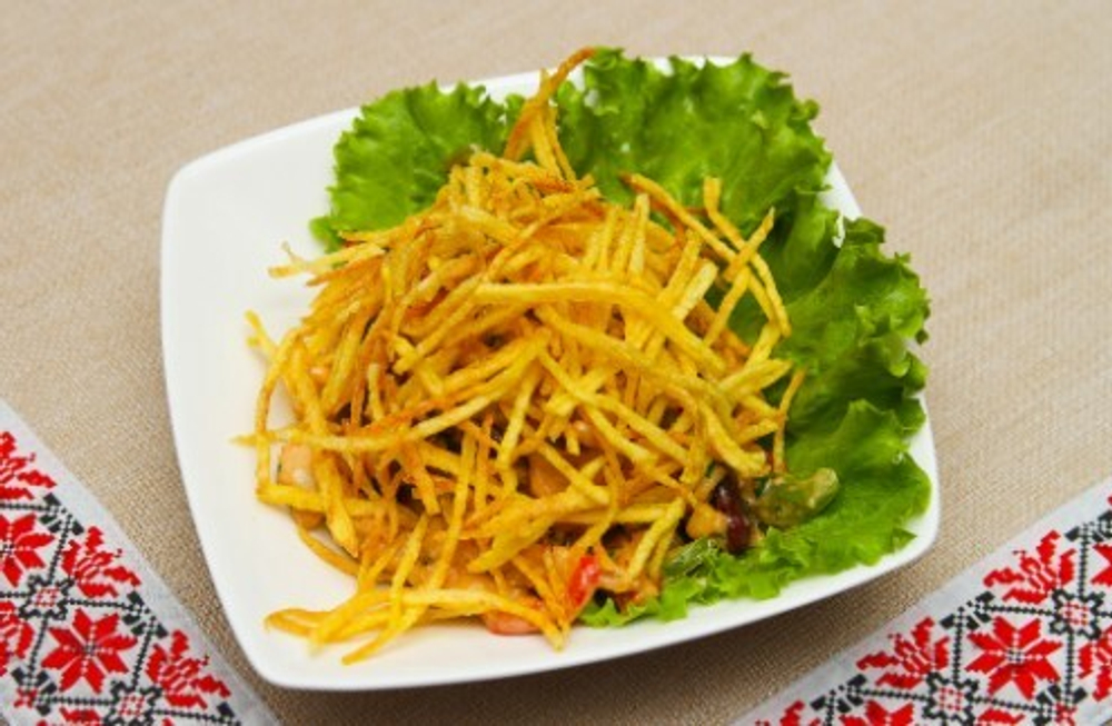 Теплый салат с куриным филе