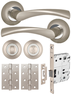 Ручка дверная межкомнатная с замком фиксатором и петлями