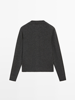 Massimo Dutti Кардиган из трикотажа с золотистыми пуговицами, антрацитово-серый