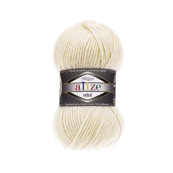 Пряжа Alize (Ализе) Superlana Midi / уп.5 мот. по 100 г, 170м, 599 слоновая кость A