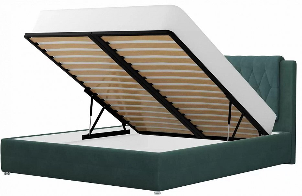 Кровать интерьерная Камилла 160, Бирюзовый, Велюр, 101299