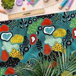 Ткань барби детская разноцветная карта местности