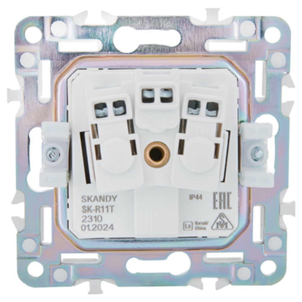 SKANDY Розетка 1-местная с заземлением с защитными шторками и крышкой 16А IP44 SK-R11T титан IEK
