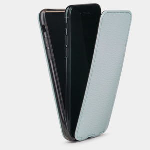 Чехол кожаный для iPhone X/XS голубого цвета