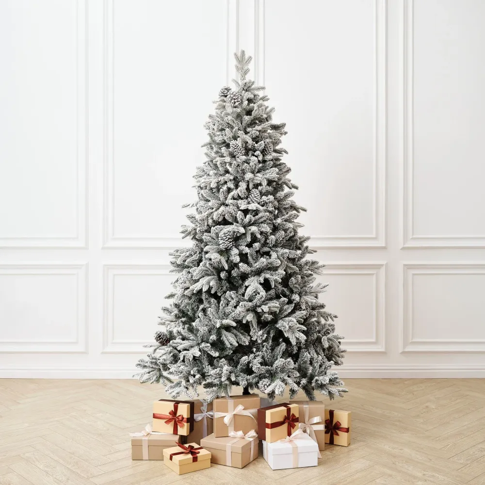 Заснеженная елка с шишками «Saint Paul» (Литая+пвх) 210 см / 2,1 м