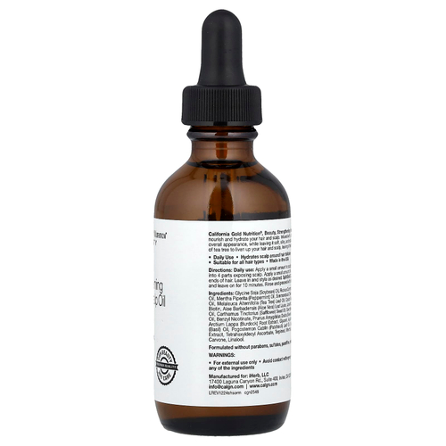California Gold Nutrition, укрепляющее масло для волос и кожи головы, биотин, розмарин и мята, 59 мл (2 жидк. унции)