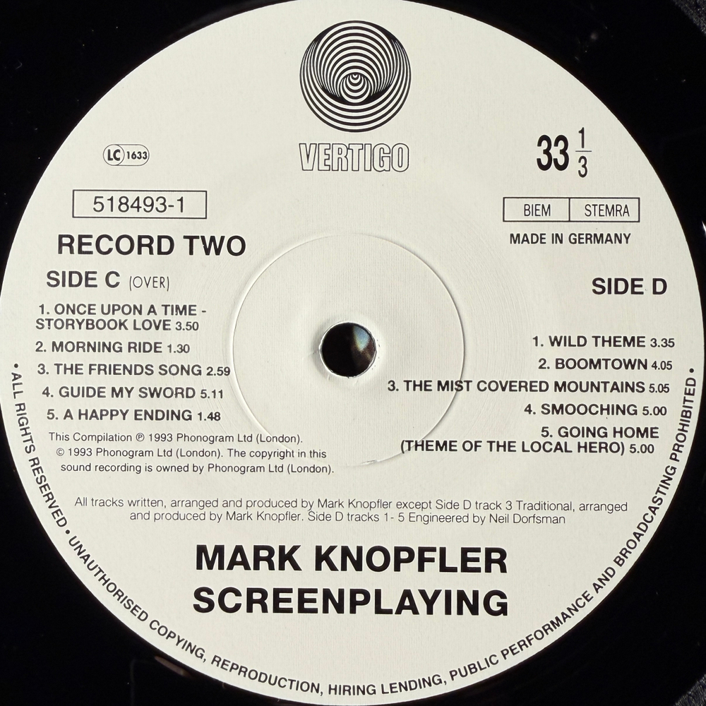 Mark Knopfler ‎– Screenplaying 2LP (Германия 1993г.) Т