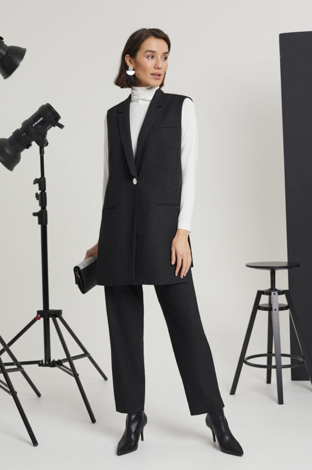 3781 Брюки женские (черный полоска)