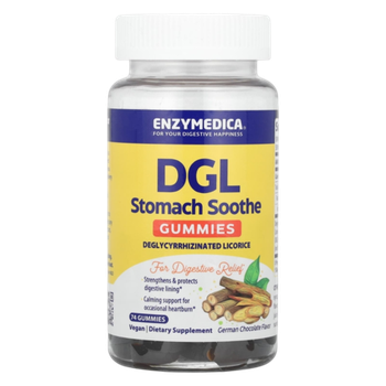 Enzymedica DGL Stomach Soothe Gummies 74 veg gummies, Экстракт солодки